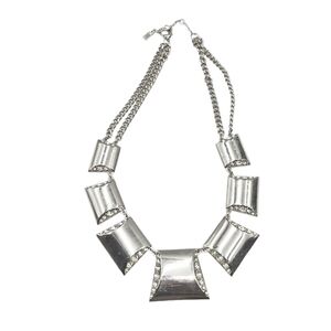 Jennifer Lopez Statement Silver Choker Necklace with Rhinestone Panels – NWOT